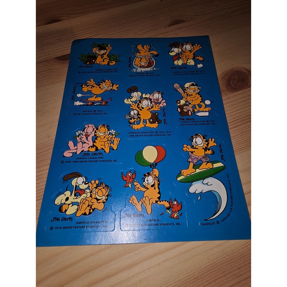 1 Sheet Vintage Hallmark Garfield Stickers Surfing Balloons Baseball